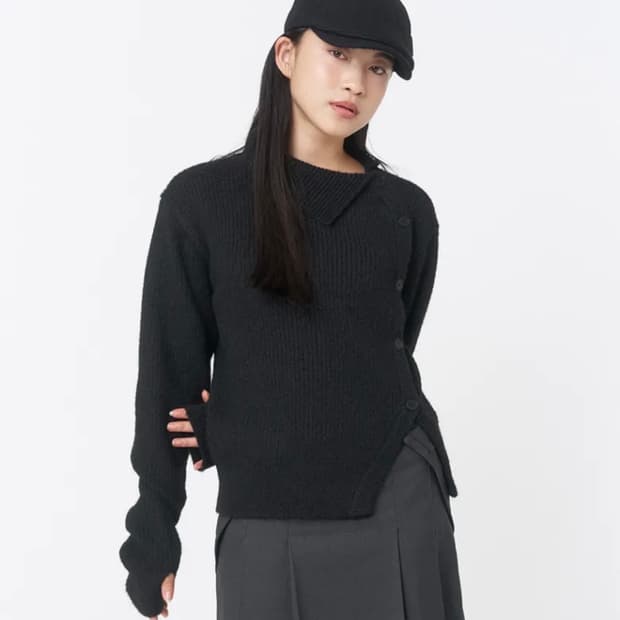 미세키 서울 사이드 버튼 니트 블랙