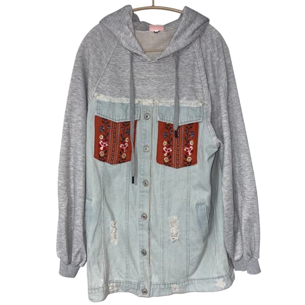   Vintage Bohemian Denim hoodie jacket