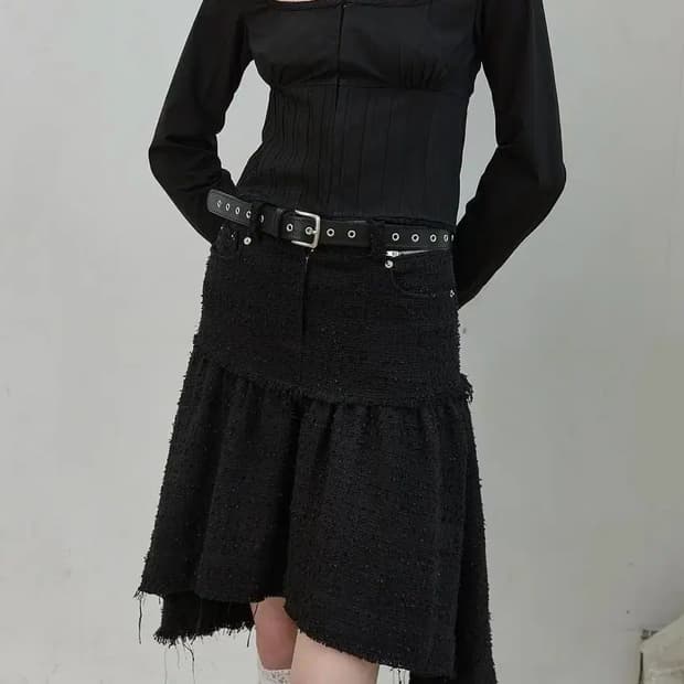 Cerric 언발란스 트위드 스커트