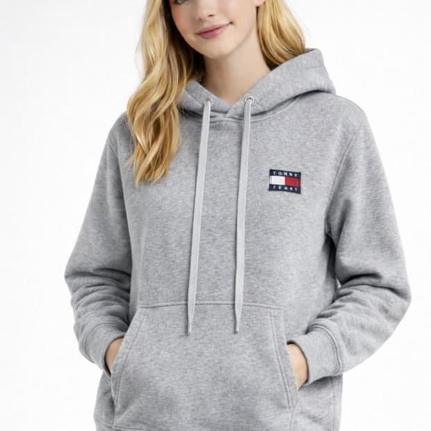 (시드니현지구입)타미진스 로고패치 기모후디 S (헤더그레이)