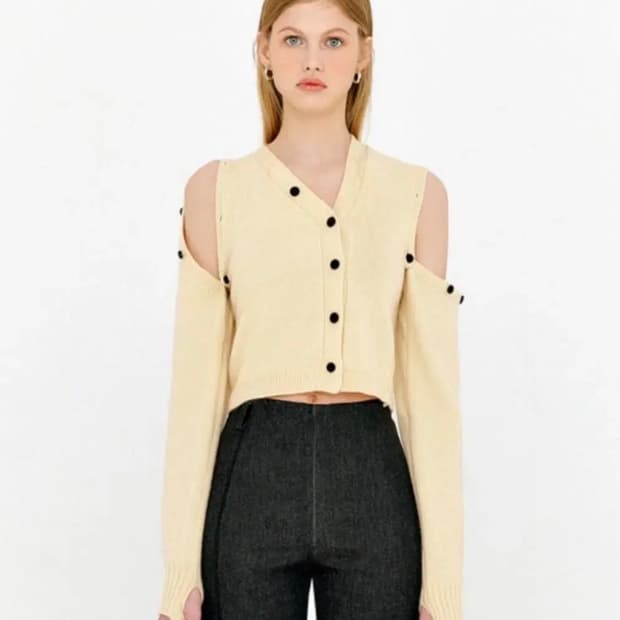 Yuse 유즈 캐시미어 언발란스 가디건 버터