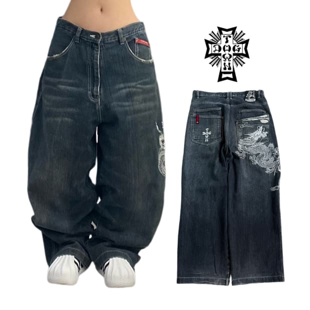 DOGTOWN 도그타운 독타운 드래곤 용자수 오리엔탈 와이드 데님팬츠