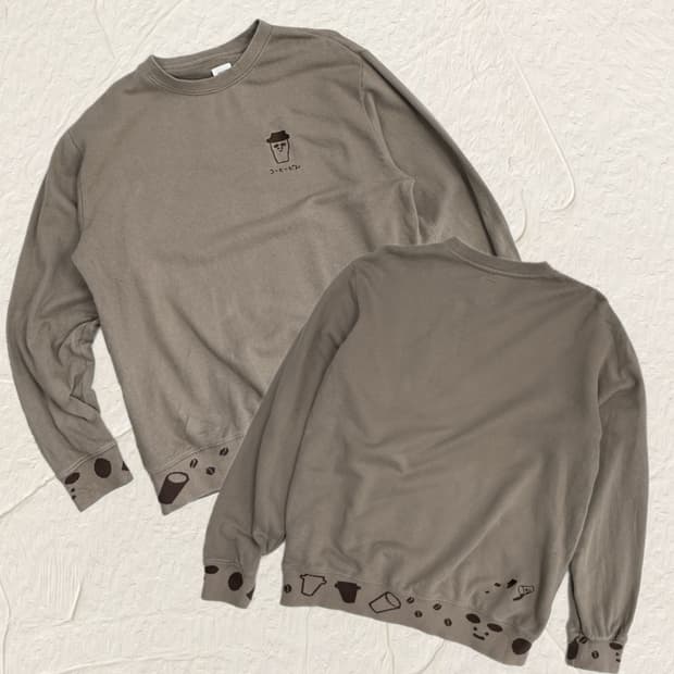 ☕️재팬 빈티지 코히 브라운 맨투맨☕️ 커피 자수 러블리 그런지 