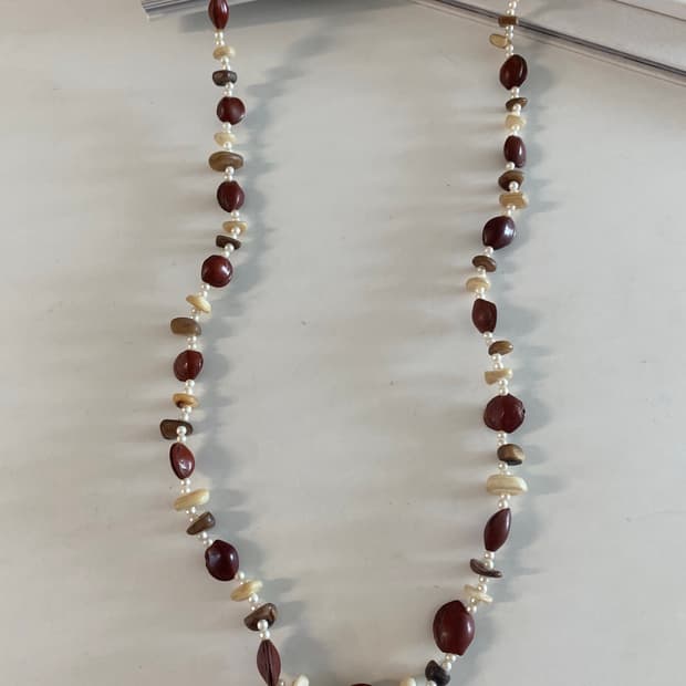 천연 씨앗 비즈 목걸이 롱 네크레스 빈티지