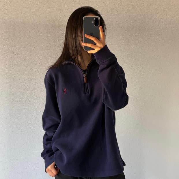 [M]폴로 랄프로렌 하프집업 반집업 코튼 니트 navy