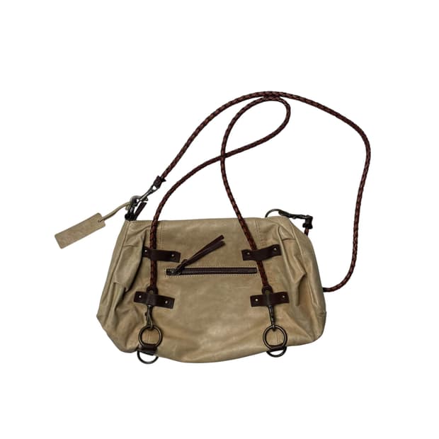 cuir jouer cube 아이보리 레더 백