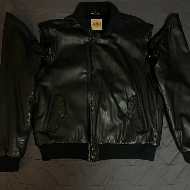 [L] 하드락카페 2 in 1 가죽 자켓 블랙