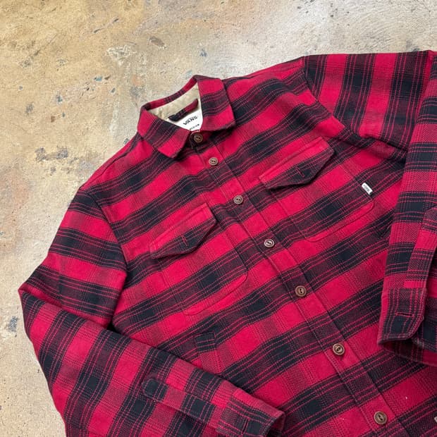 [정품/M] 반스 레드 블랙 체크 셔츠 b19