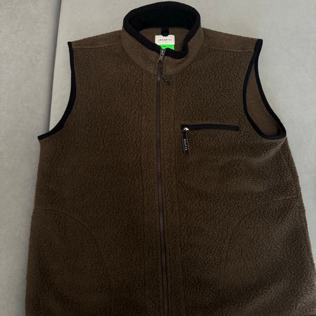 Khakis 카키스 쉐르파 집업 베스트 조끼 브라운