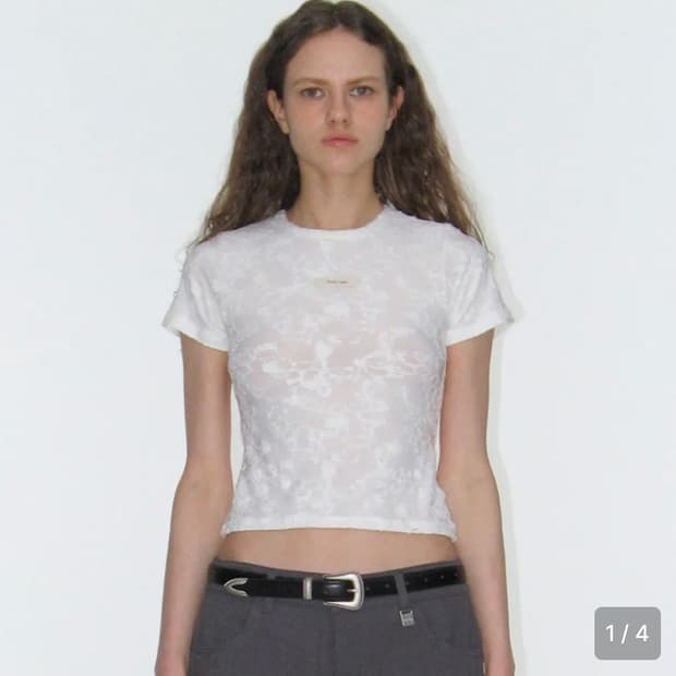 Floral lace sheer top 락케이크 반팔 (레이스)