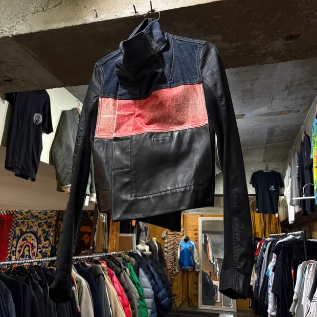 Rick Owens 릭오웬스 아카이브 레더 & 데님 사선 자켓