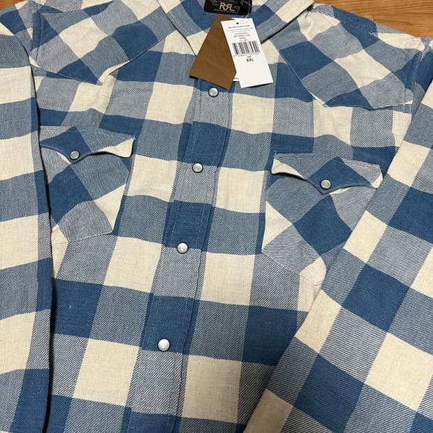 더블알엘 rrl 버팔로 웨스턴 셔츠 인디고 크림