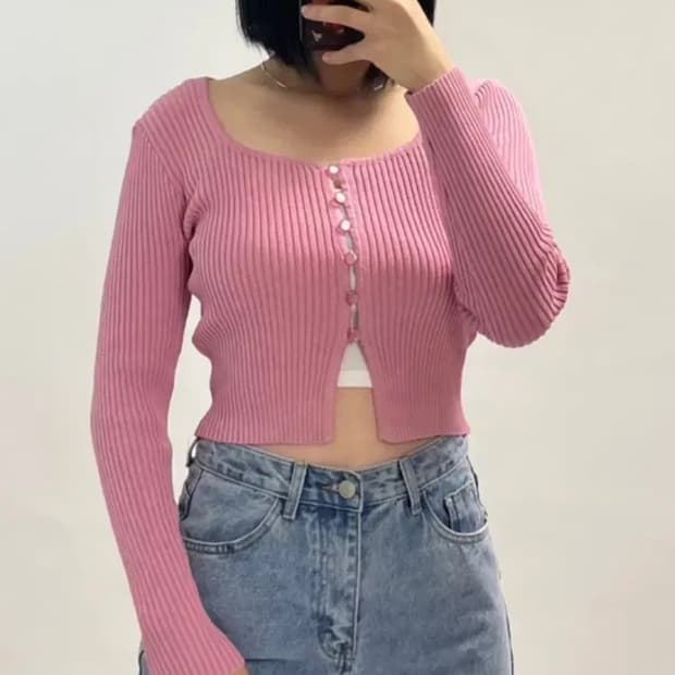 이사야클로딩 스퀘어넥 가디건🩷