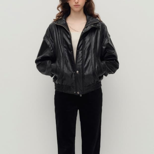 아비에무아 패널드 페이크 레더 재켓 블랙 1