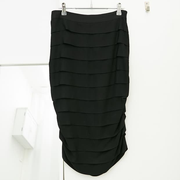 Rayon Ruffle Midi Skirt