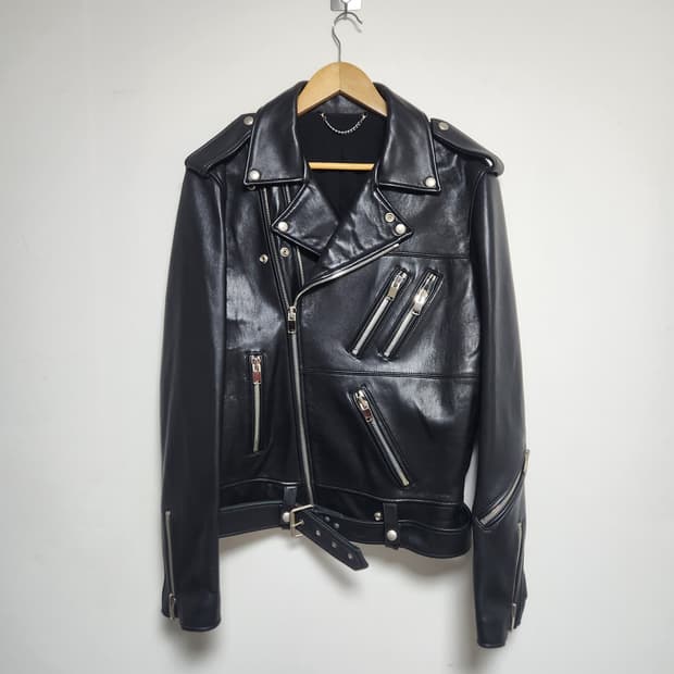이탈리안레더 블랙 라이더 자켓  XL - J32