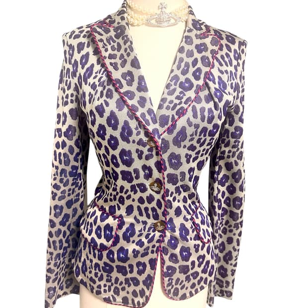 비비안웨스트우드 레드라벨 orb버튼 갸루 호피무늬 자켓