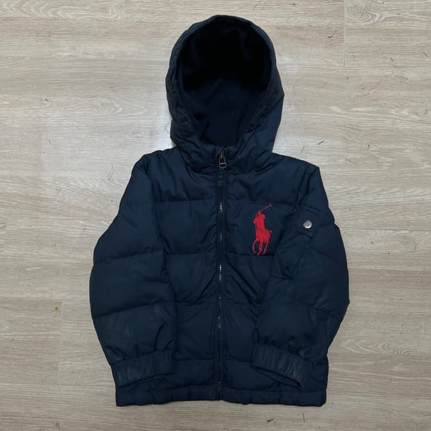 폴로 랄프로렌 키즈 덕다운 빅포니 로고 후드 패딩 점퍼 [네이비] 4세