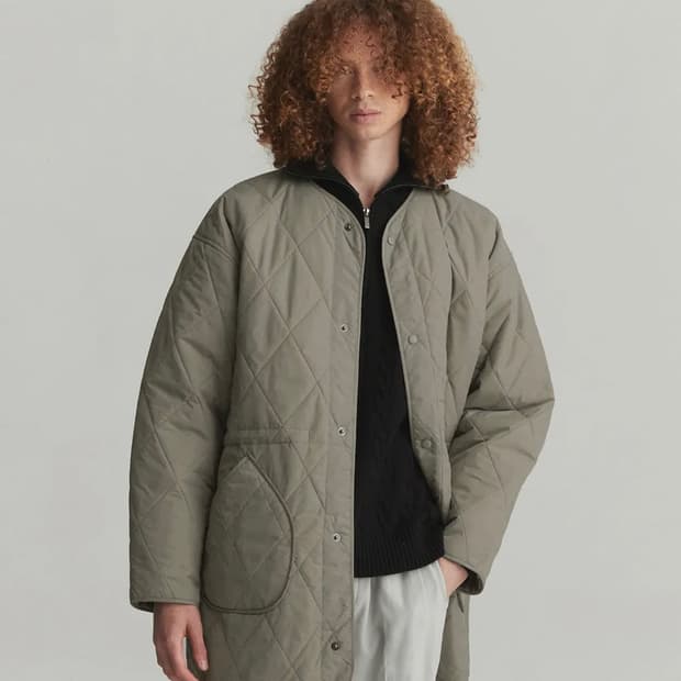 퀼팅 롱 점퍼 베이지 L - 새상품