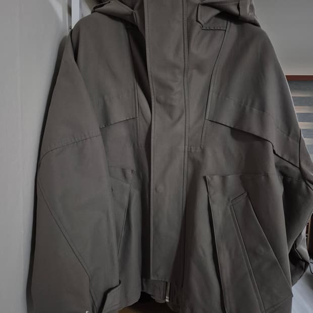 시스템옴므 오버사이즈 후드 점퍼 세피아그레이