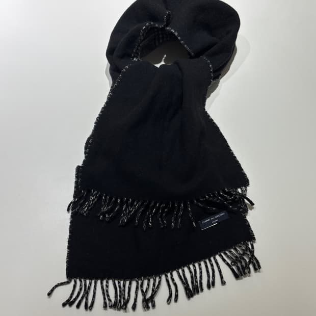 꼼데가르송 옴므 블랙/체크 리버서블 머플러