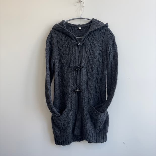 유니클로 꽈배기 토글 후드 가디건