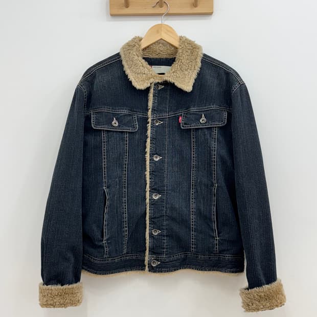 리바이스 맨즈 데님 쉐르파 트러커 양털 진청