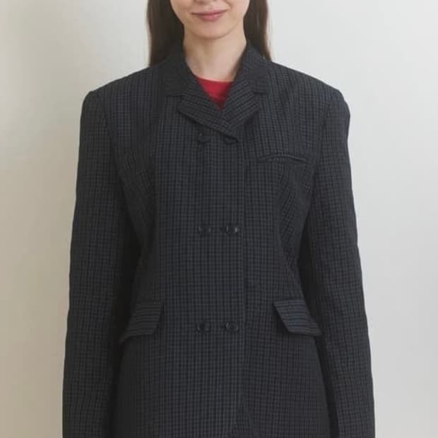 CHECK DOUBLE JACKET DARK LAKE