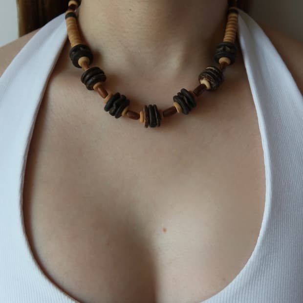 mixed wood necklace