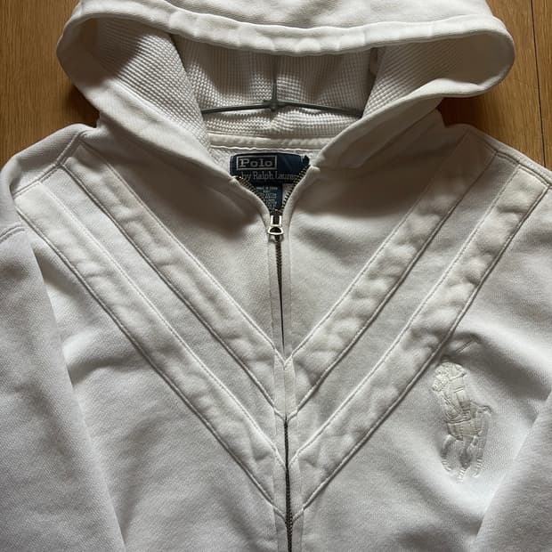 폴로랄프로렌 화이트 빅로고 후드집업 xl