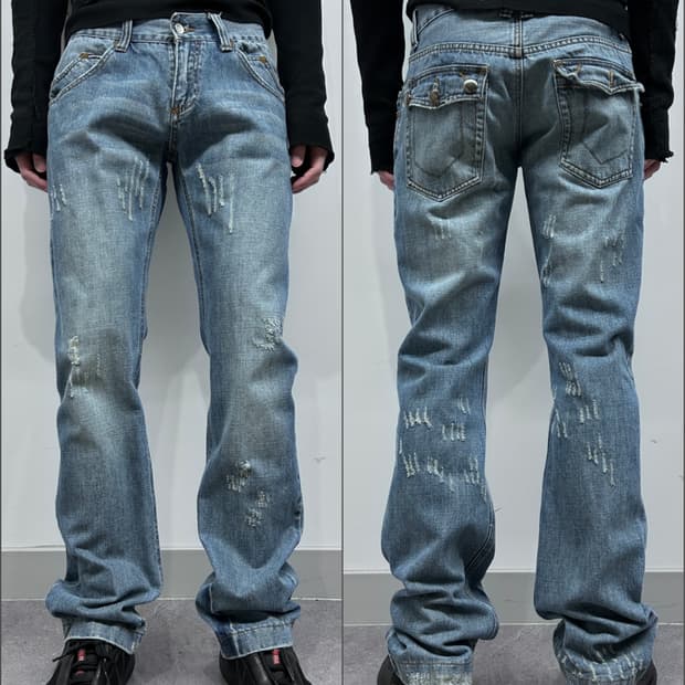 돌체앤가바나 플랩 포켓 디스트레스드 데님