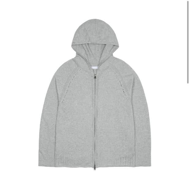 [새상품][사이즈2] 산산기어 니트 집업 후디 멜란지 그레이