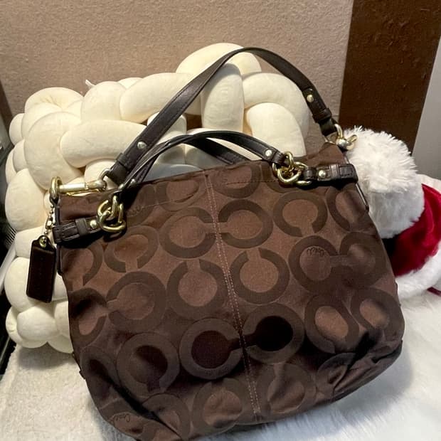 90s coach 딥 초코 브라운 코치 시그니처 자가드 숄더백 핸드백
