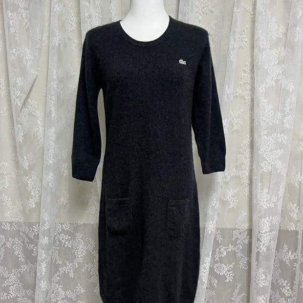 38) 라코스테 캐시미어 100 니트 원피스 차콜