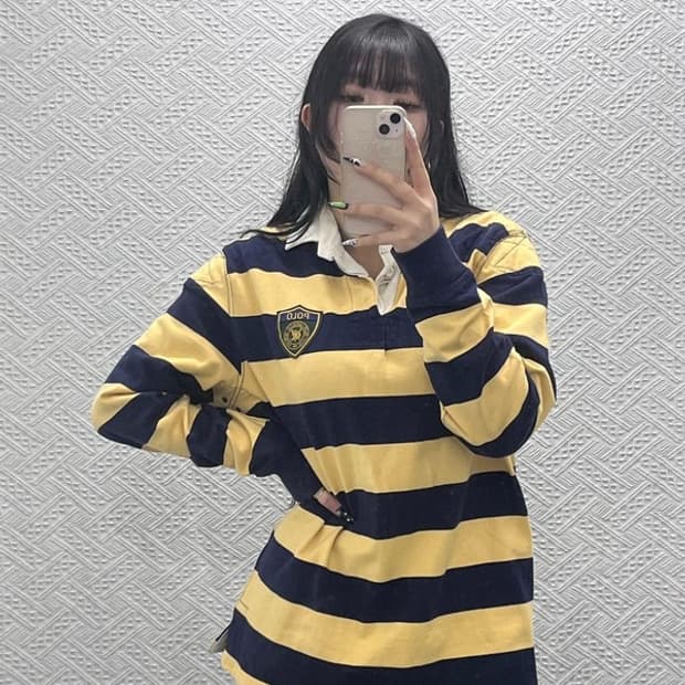 폴로 랄프로렌 하이틴 레트로 스트라이프 카라 롱슬리브 M C08810