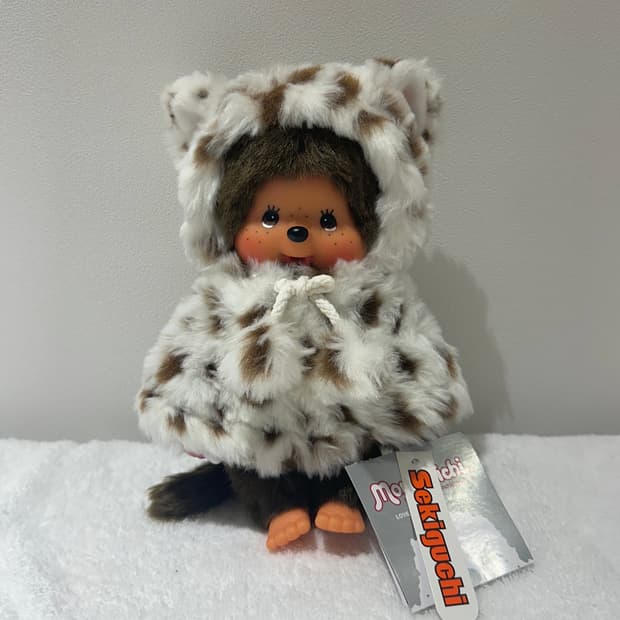 몬치치 고양이 호피 레오파드 망토 화이트