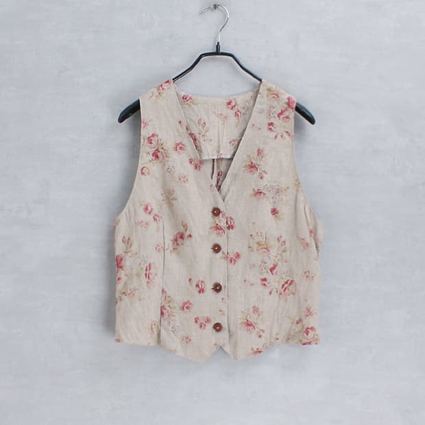 floral linen vest