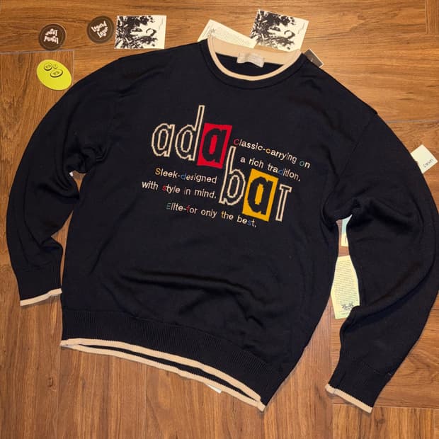 90s Adabat wool graphic jacdquard knit