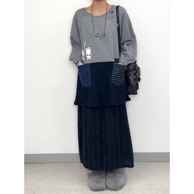 빈티지 네이비 스커트