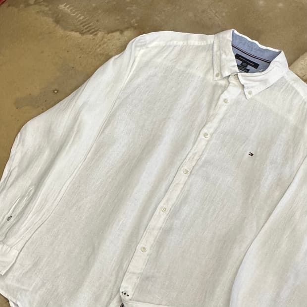 XL 타미힐피거 커스텀핏 린넨 화이트 셔츠