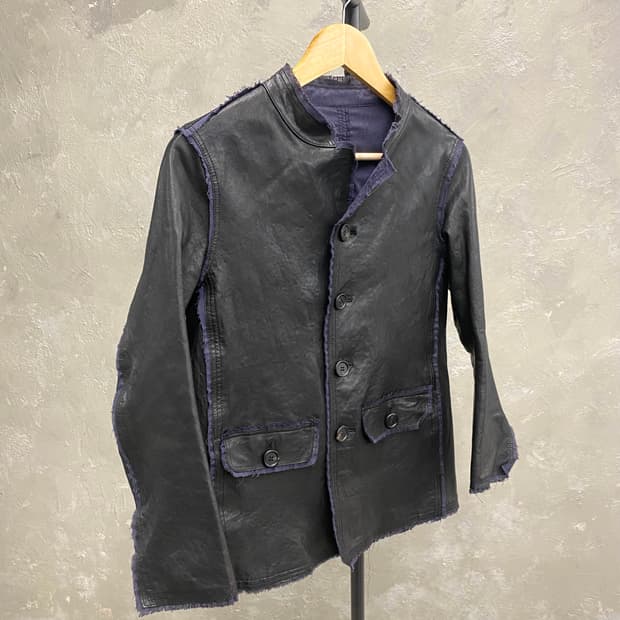 [S] Vintage 블랙 이탈리아 쉽스킨 레더 자켓