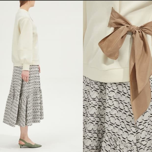 한섬 랑방 리본 포인트 스웻셔츠 88-98-165사이즈