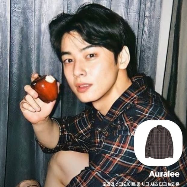 오라리 슈퍼 라이트 울 체크 셔츠 다크 브라운 5사이즈