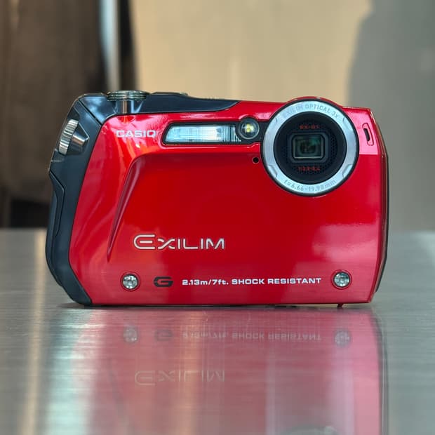 날짜표시)카시오 엑슬림 ex-g1 레드 빈티지디카