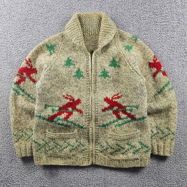 핸드메이드 패턴 헤비 니트 스웨터 가디건 ( 상세설명참조 )/ 10700