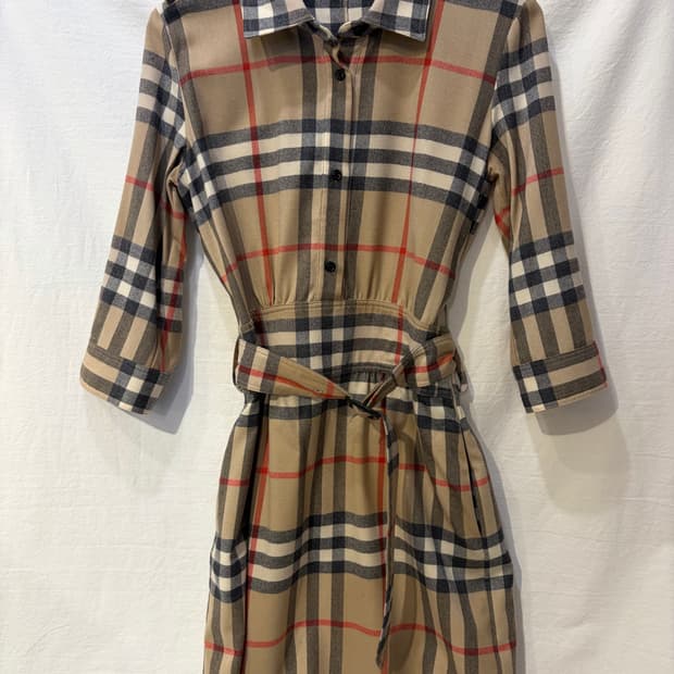 버버리 체크 셔츠 원피스 벨트 세트