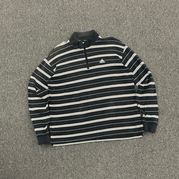 M)Adidas vintage 여성 스트라이프 하프집업 롱슬리브