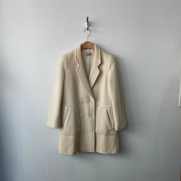 vintage cream double breasted half coat