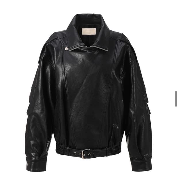 퀸스래빗 Trim Oversized Leather Jacket
