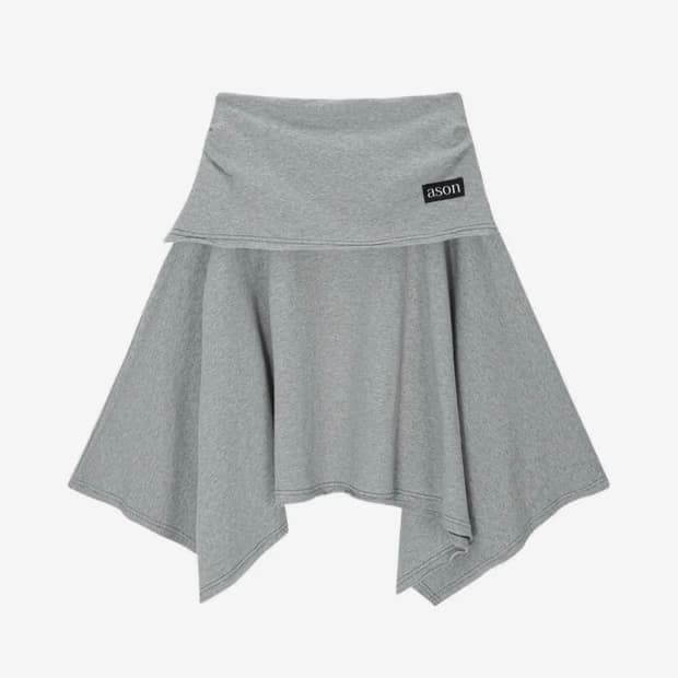 애즈온 레나 언발란스 스커트 그레이